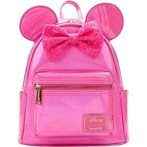 Loungefly Disney Minnie Mouse Hot Pink Holographic + Sequin Bow Mini Backpack